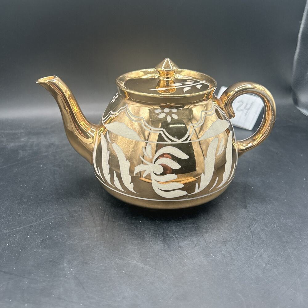 Gibson Staffordshire Gold And Cream Teapot Made In England